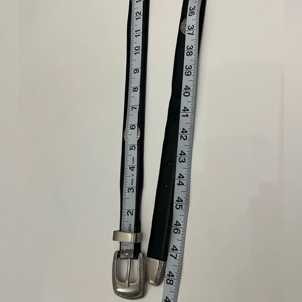 PGA TOUR Men’s Black Leather Silver Golf  Medallions Embellished Golf Belt